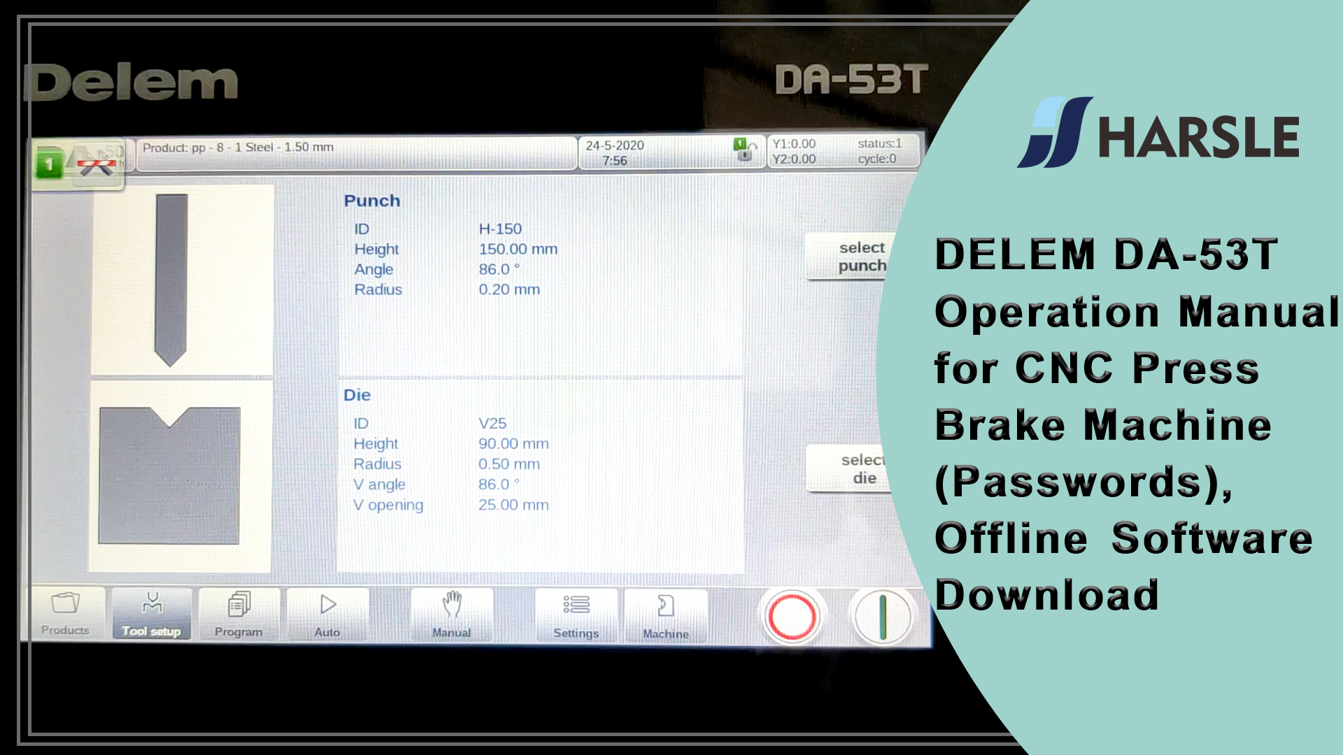 DELEM DA-53T Manual de operación para máquina plegadora CNC (contraseñas), descarga de software sin conexión
