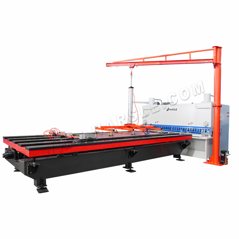 Máquina cortadora de guillotina con mesa de alimentación frontal