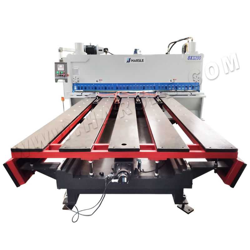 Cizalla de guillotina CNC QC11K-8x3200 con P40 y mesa de alimentación frontal automática